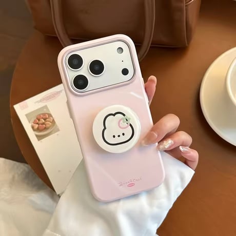 K23176 どうぶつグリップ付き パステル iPhoneケース