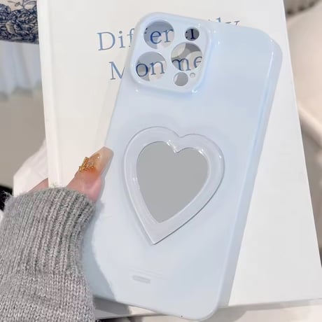 K22886 ハートミラー付きパステルiPhoneケース