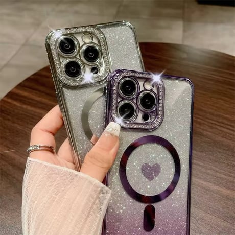 【即納商品】S74427 ハートラメMagSafe対応iPhoneケース