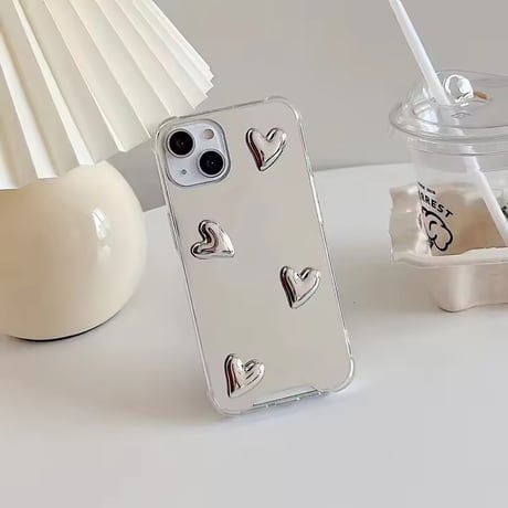 L62268 シルバーハートミラー iPhoneケース