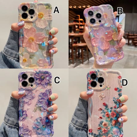 S74647 ゆらめく押し花風iPhoneケース
