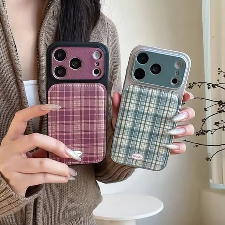 S75411 ナチュラルチェックiPhoneケース
