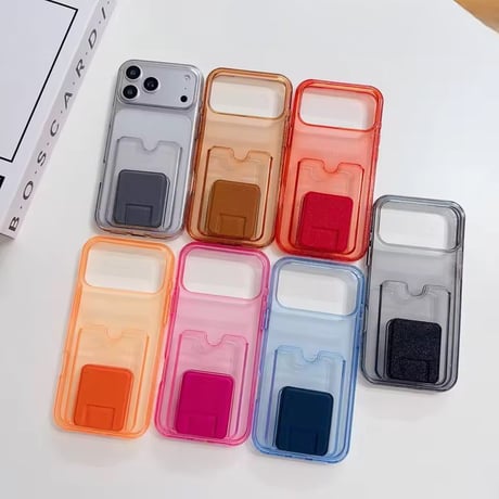 K23103 クリアカラー カード収納スタンドiPhoneケース