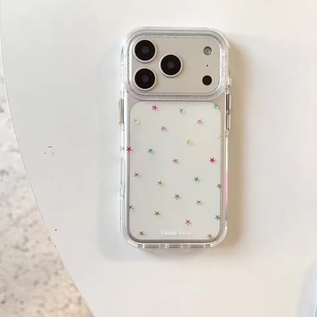 L62383 カラフル星ちりばめ クリアiPhoneケース