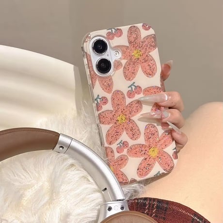 S74669 きらめきフラワーグリッターiPhoneケース