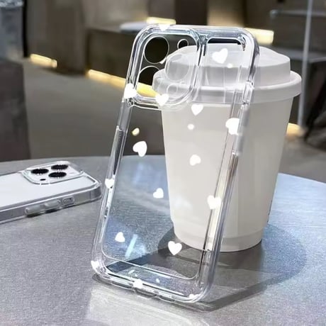 【即納商品】L62164 モノトーンハートのクリアiPhoneケース