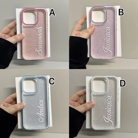 L62363 カスタムネーム グリッター iPhoneケース