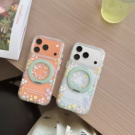 K23101 小花柄回転スタンドiPhoneケース