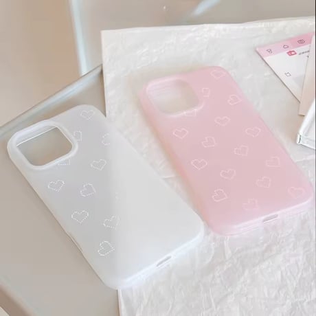 S75282 ドットハートマットiPhoneケース