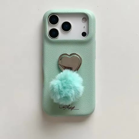 K22993 ふわもこハートポンポン iPhoneケース