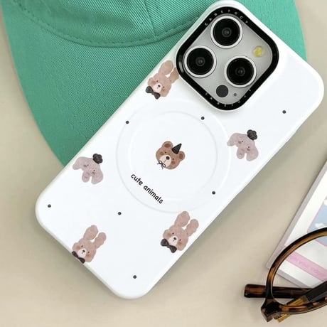 K22737 ぼうしぐまとうさちゃんのiPhoneケース（MagSafe対応）