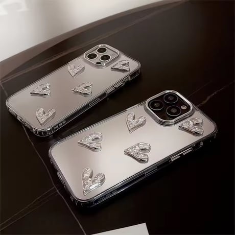 K23120 シルバーハートミラー iPhoneケース