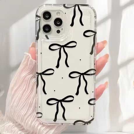 L62313 リボン柄クリア iPhoneケース