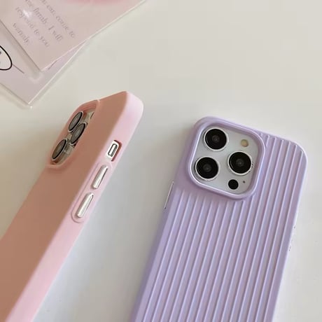 S74538 くすみカラーのリブデザインiPhoneケース