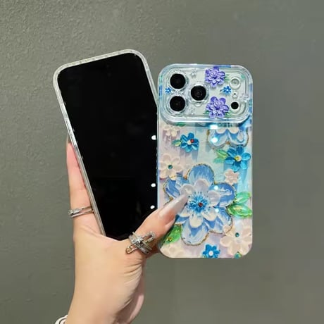 S75428 ブルーフラワーガーデン iPhoneケース