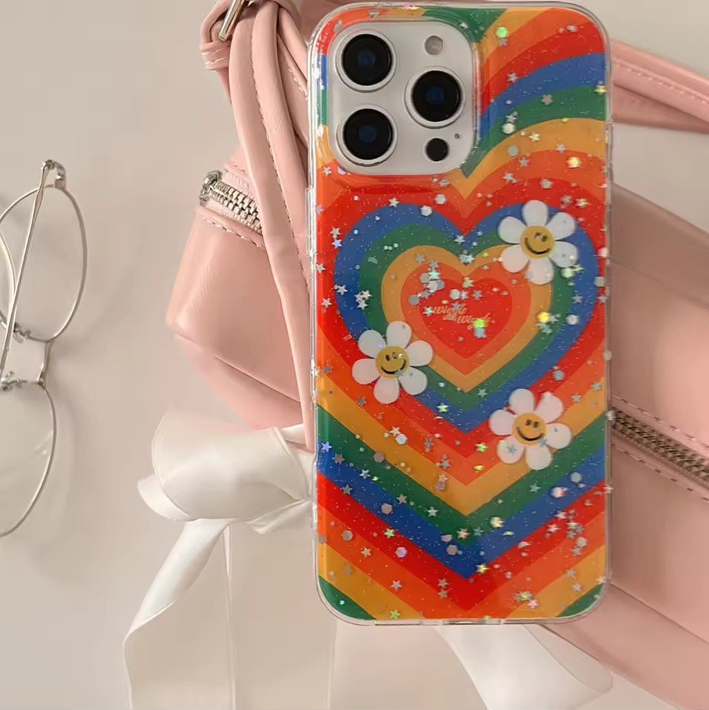 L62190 スマイルフラワーのレインボーiphoneケース | nanomita