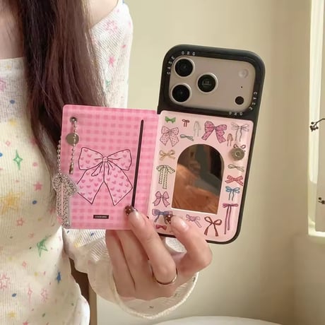 K23017 リボンチェックミラーiPhoneケース