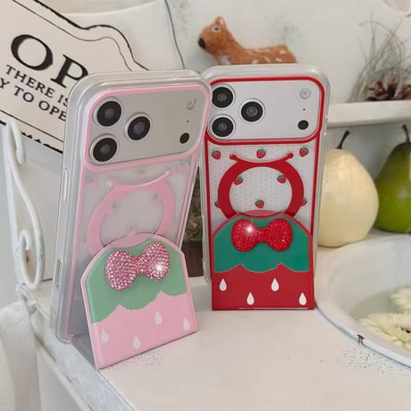 K23078 いちごリボンスタンドiPhoneケース
