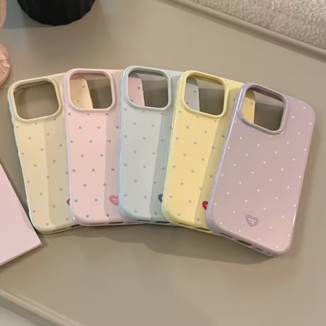 S75063 ドットハートパステル iPhoneケース
