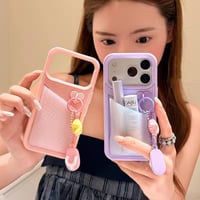 K23178 カスタムカラー リップポケット付きiPhoneケース＆チャームストラップセット