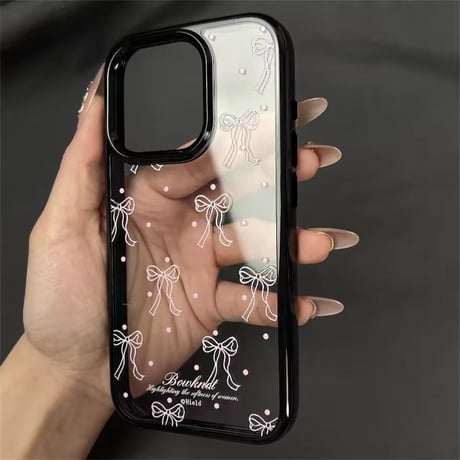 L62308 クリアリボンドット iPhoneケース