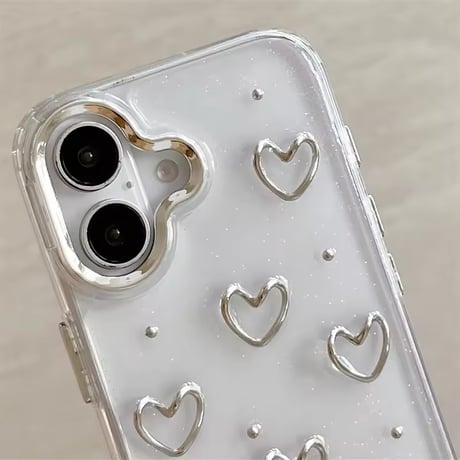 L62099 シルバーハートクリア iPhoneケース