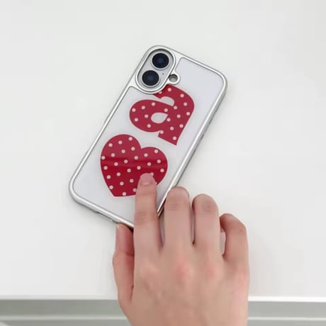 S74863 ドットハートとアルファベットのiPhoneケース