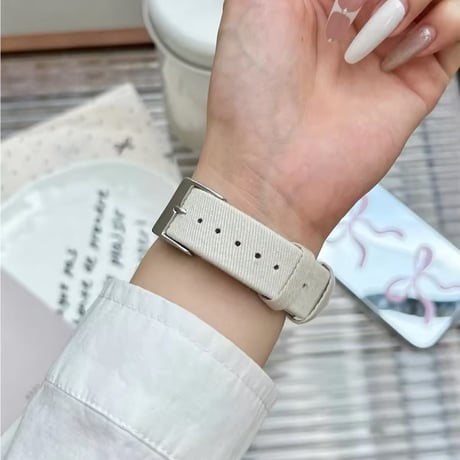 N00151 リボン刺繍デニム Apple Watchバンド