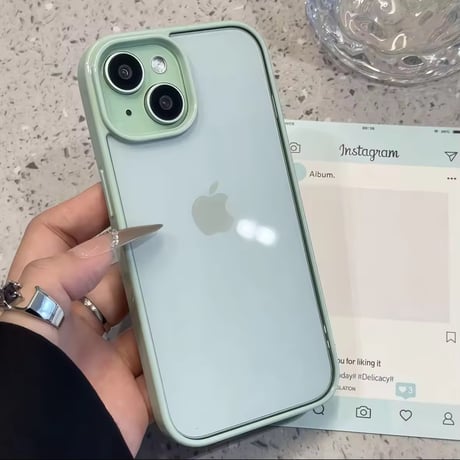 L62274 ふちどりカラーのクリアiPhoneケース