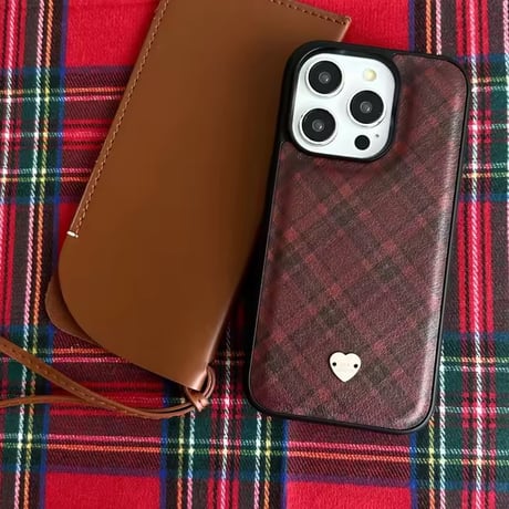 S74997 チェック柄ハート iPhoneケース