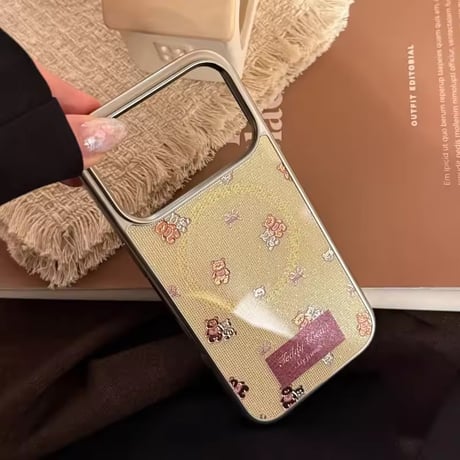 K23159 くまちゃんスイーツ MagSafeグリップ付きiPhoneケース
