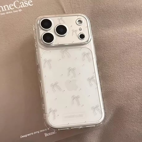 L62408 リボン柄クリアiPhoneケース