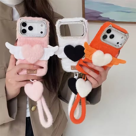 K22983 ふわふわエンジェルハート iPhoneケース（ストラップ付き）