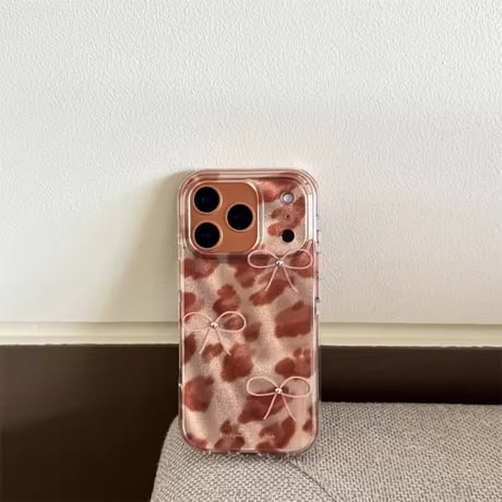 S75200 リボンアクセント レオパードiPhoneケース