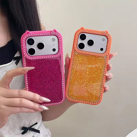 S75964 キラキラキャットフレームiPhoneケース