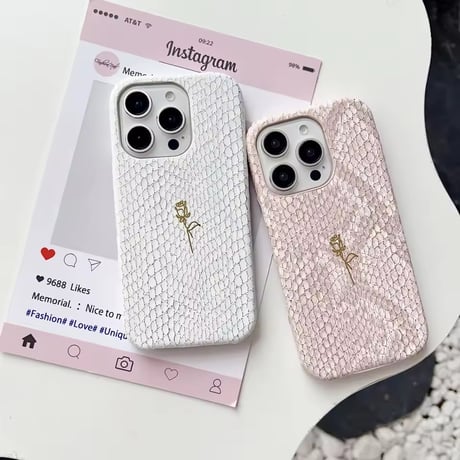 S75260 ローズモチーフ レザーテクスチャー iPhoneケース