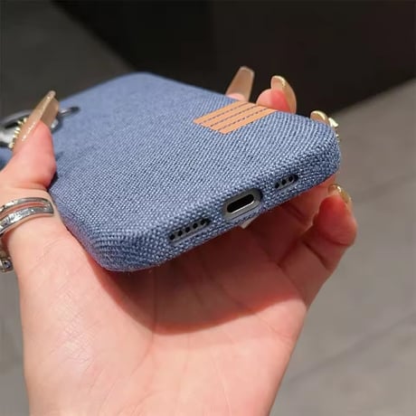 S74934 デニム調ファブリック MagSafe対応 iPhoneケース