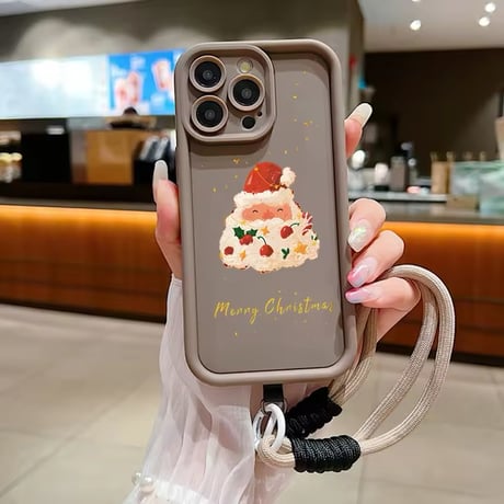K22625 ストラップ付きクリスマスケーキ＆ツリー iPhoneケース
