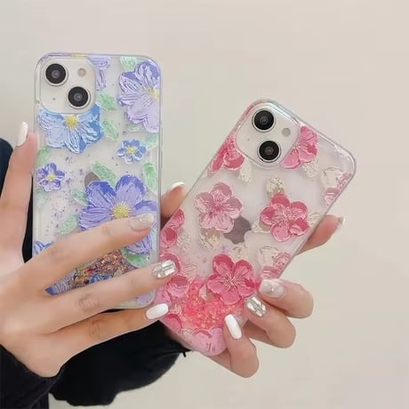S74491 グリッターフラワーiPhoneケース