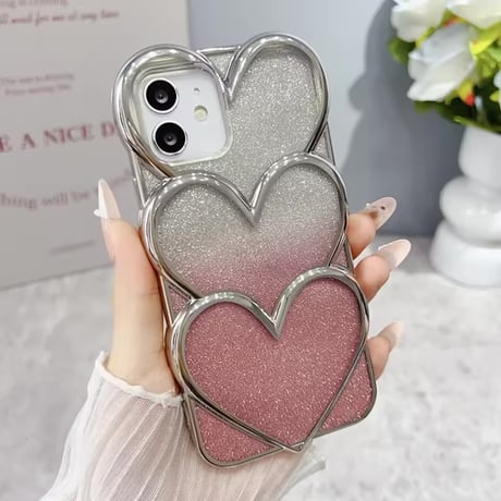 S75410 トリプルハートグリッターiPhoneケース