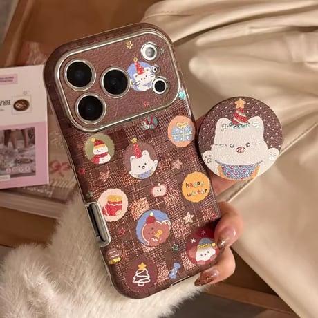 K23133 くまちゃんショコラ グリップ付きiPhoneケース
