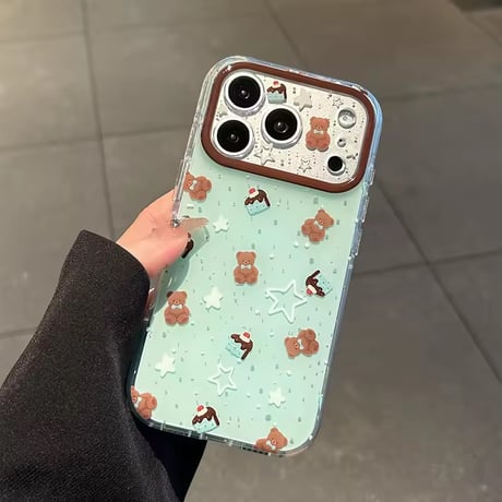 S75554 ミントベアとスターのきらめきiPhoneケース