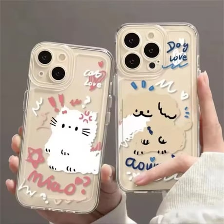 S75365 ゆるかわドッグ＆キャット らくがきiPhoneケース