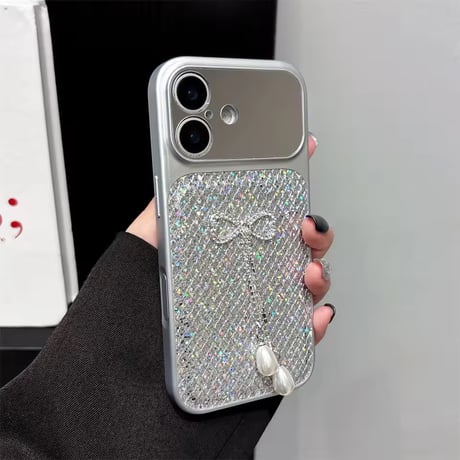 S75419 パールリボングリッターiPhoneケース