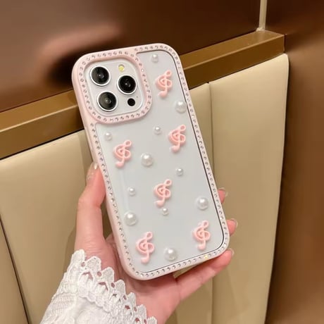 S74919 パール×ト音記号 ジュエリー iPhoneケース