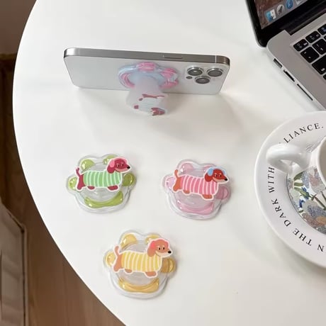 P0362 MagSafe対応ダックスフンドのカラフルスマホグリップ