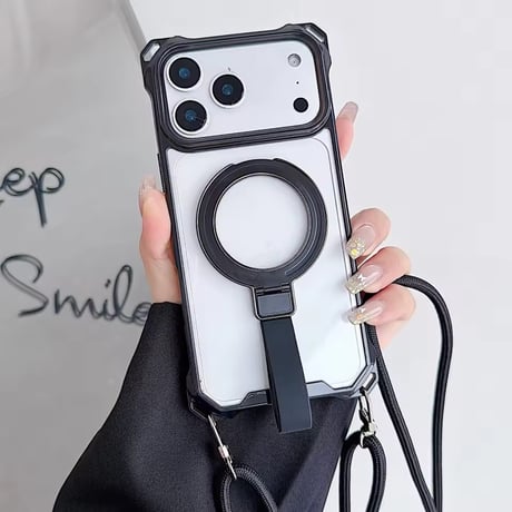 K23027 MagSafe対応 ストラップ付きリングスタンドiPhoneケース