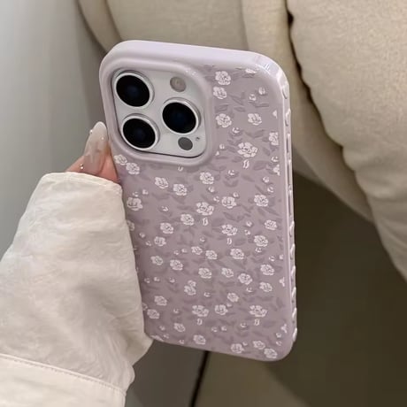 S75207 くすみローズフラワー iPhoneケース