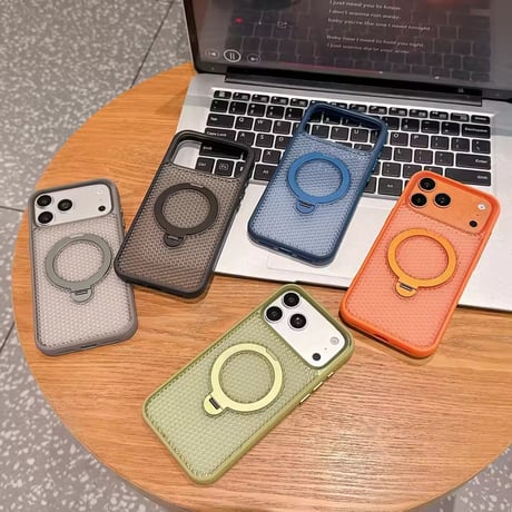 S75530 メッシュデザイン回転リング付きMagSafe対応iPhoneケース