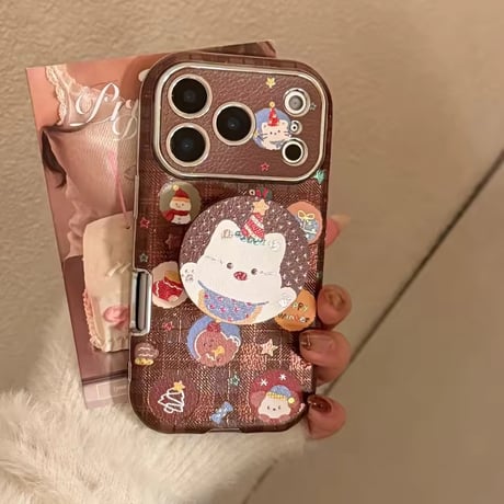 K23133 くまちゃんショコラ グリップ付きiPhoneケース